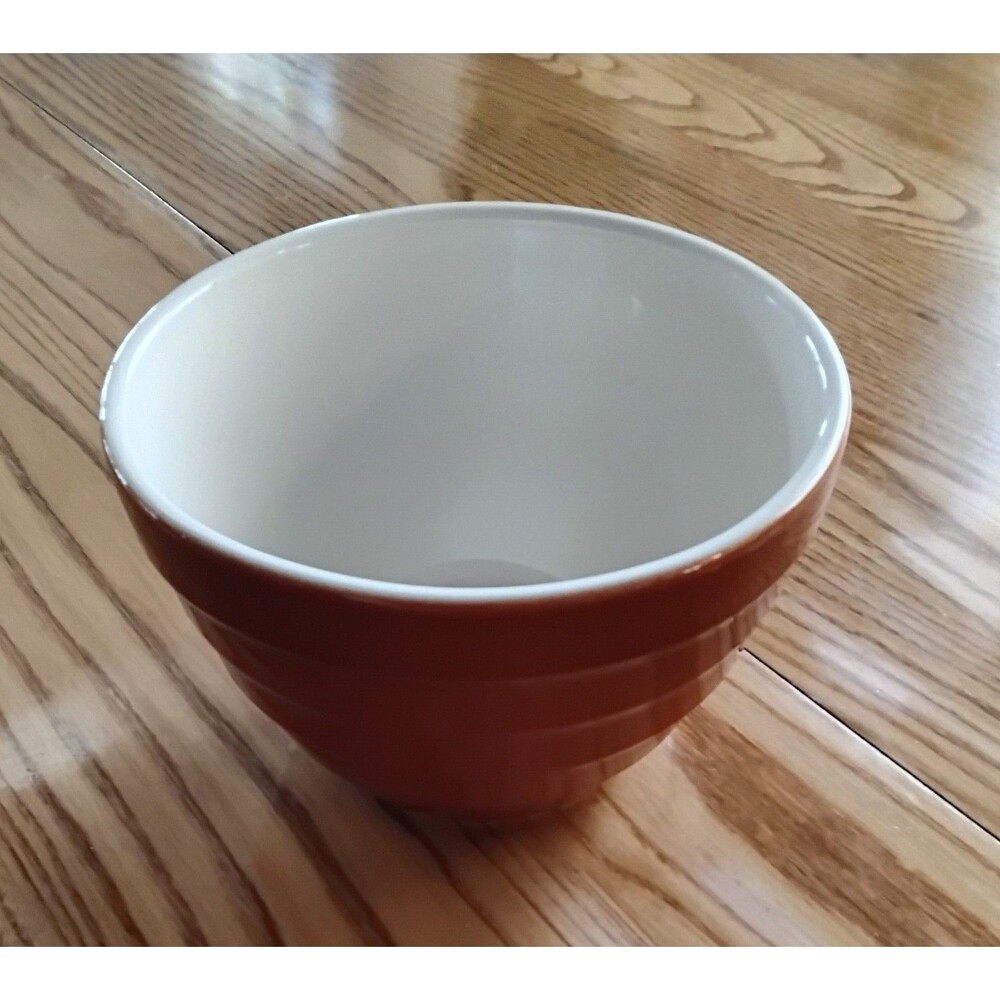 Crate & Barrel Fruit Dessert Bowl 6.25 Wide Burnt Orange Beehive Rib Excellent
